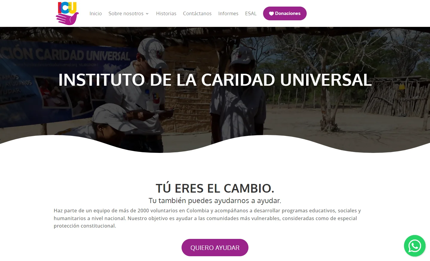 Mockup del proyecto Instituto de la Caridad Universal