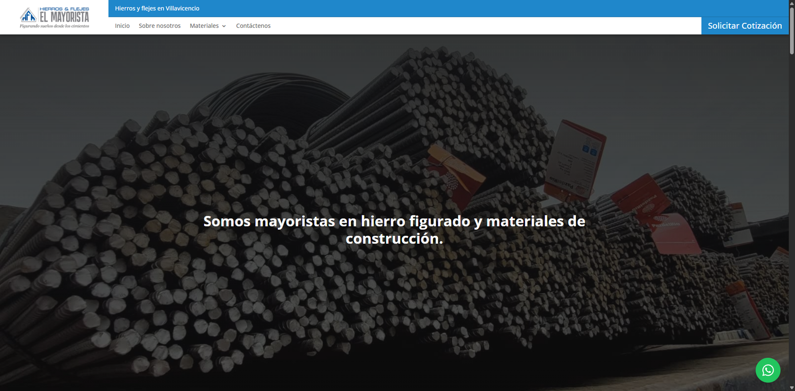 Mockup del proyecto Hierros y flejes El Mayorista