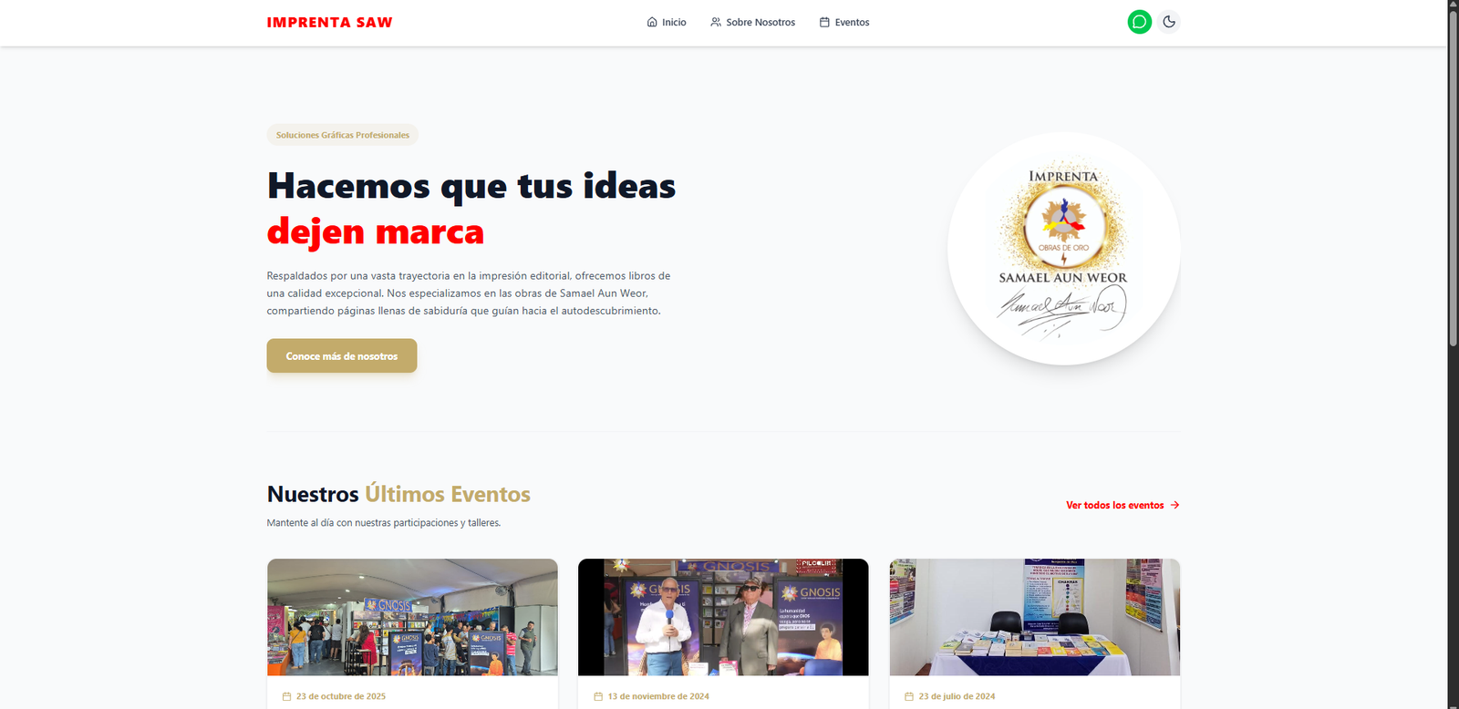 Mockup del proyecto Imprenta Samael Aun Weor